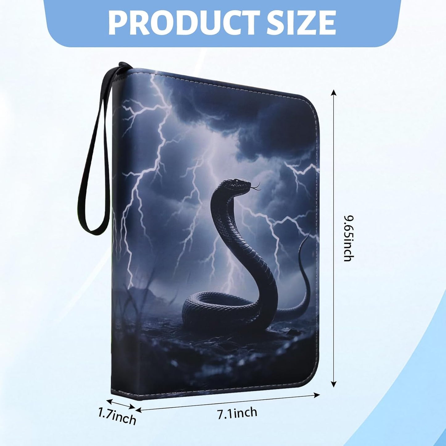 Skiennix Trading Card Binder - Premium 4-Pocket Album with 400 Waterproof Sleeves | Cool Black Serpent Design