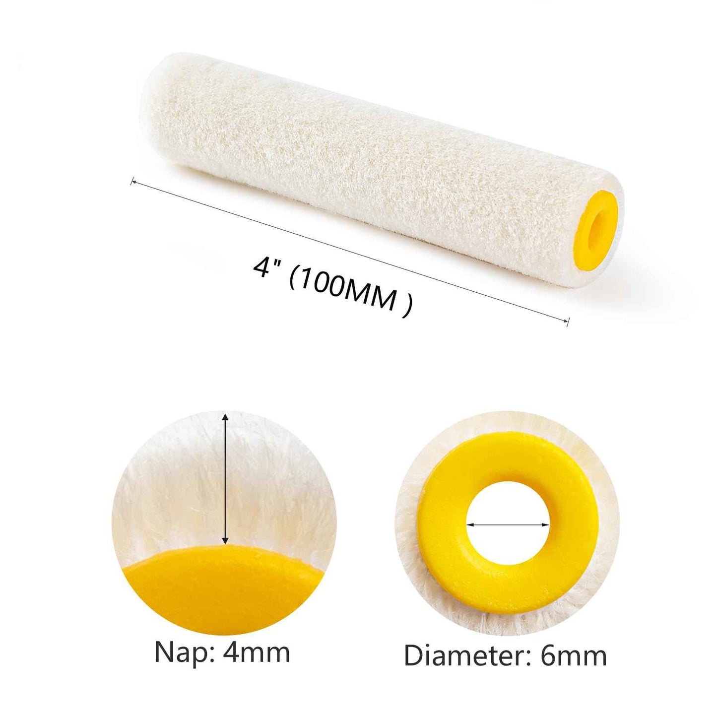 Mister Rui Paint Roller, 4 Inch Paint Roller Wool Blend, 30 Pack, 4mm Short Nap, Small Paint Roller Covers, Reusable Mini Paint Rollers for Use with All Paints and Stains