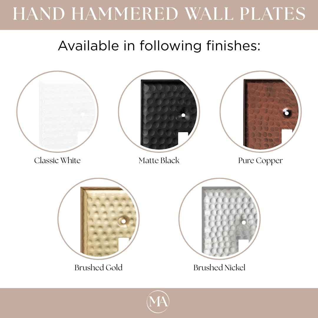 Monarch Abode 1-Gang Toggle Wall Plate, Hand Hammered Metal Single Switch Wall Plate, Decorative Light Switch Cover Plate for Electrical Outlet, Brushed Gold, Pack of 2