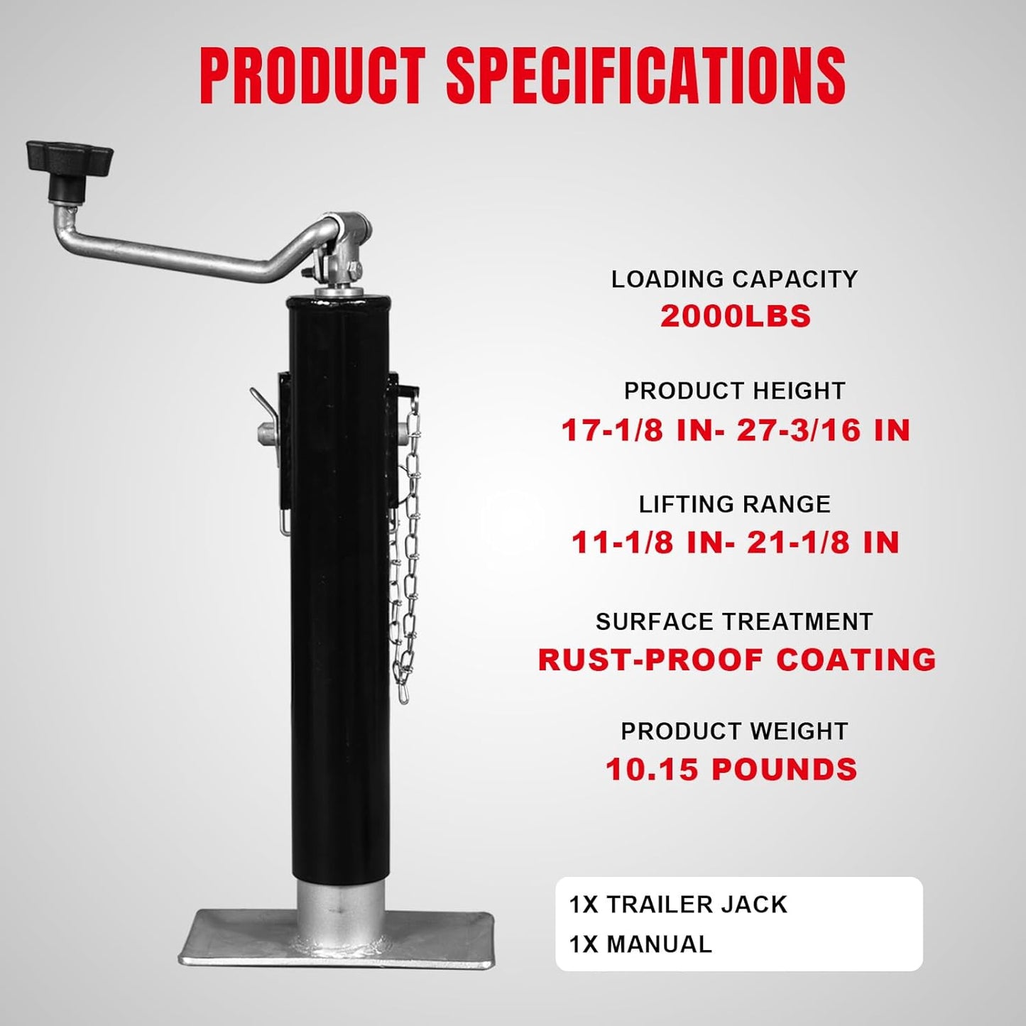 Big RED 2000 Lbs Capacity Weld-On Pipe Mount Swivel Trailer Jack - Durable & Reliable Performance