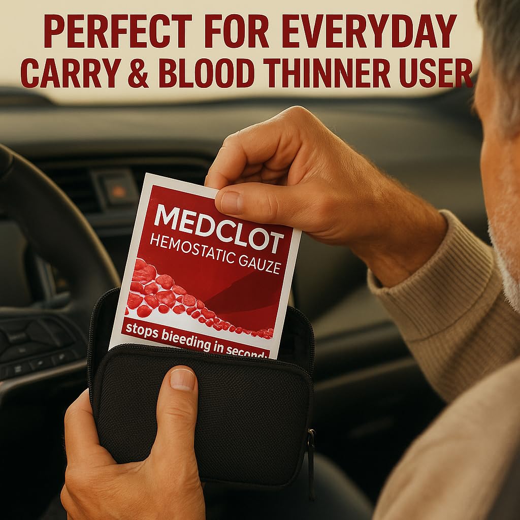 MEDCLOT Hemostatic Gauze – Stops Bleeding Fast - Blood Clotting Bandage with Kaolin - Bleed Stop for Wounds & Emergencies - Sterile Compressed Dressing, 2ft Roll, Expires 2029