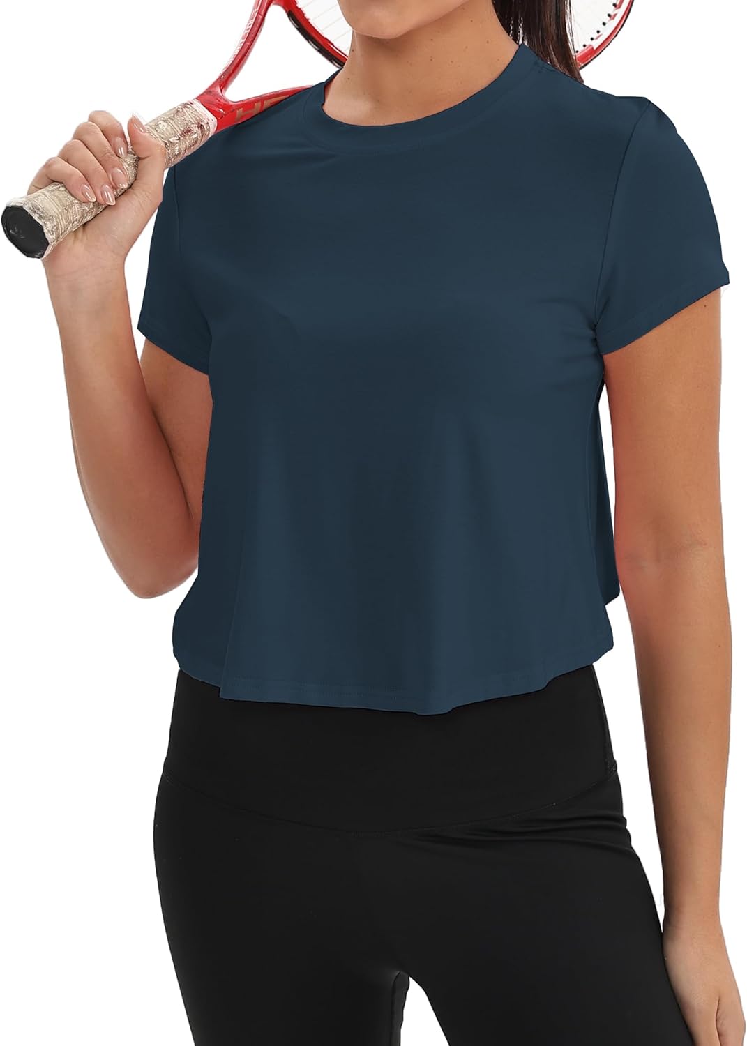 Mippo Workout Tops for Women - Short Sleeve Yoga Shirts | Athletic Gym Running Crop Top, Loose Fit