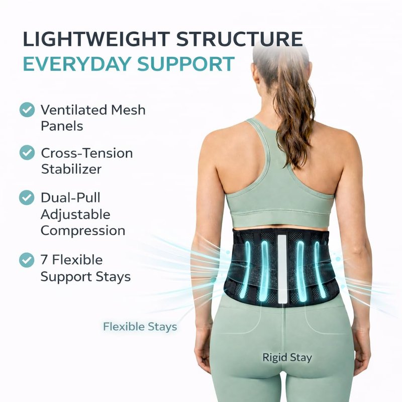 Adjustable Back Brace for Lower Back Pain for Women and Men - Breathable & Comfortable Lower Back Brace Belt for Sciatica, Scoliosis, Herniated Disc - Lightweight Lumbar Support Belt for Work, Driving & Walking, etc., Black.