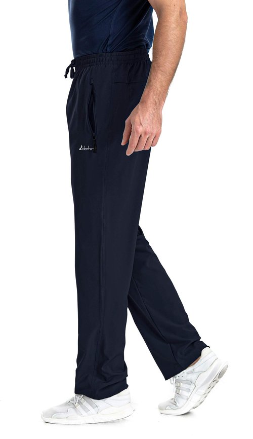 clothin Mens Workout Athletic Pants Elastic-Waist Drawstring Pants for Sport Exercise Travel,Quick-Dry,Stretchy,Navy/Navy,XL(37-41W x 30L)
