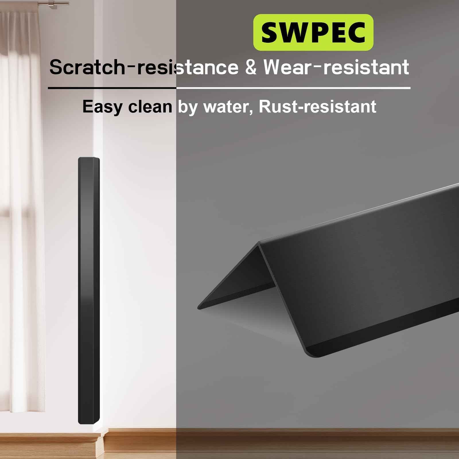 Black Stainless Steel Wall Corner Guards 2 x 2 x 48 inch, Pack of 6 L-Shape Metal Wall Corner Protectors 304 Steel Corner Trim with 90-Degree Angle for Wall Protection and Decoration