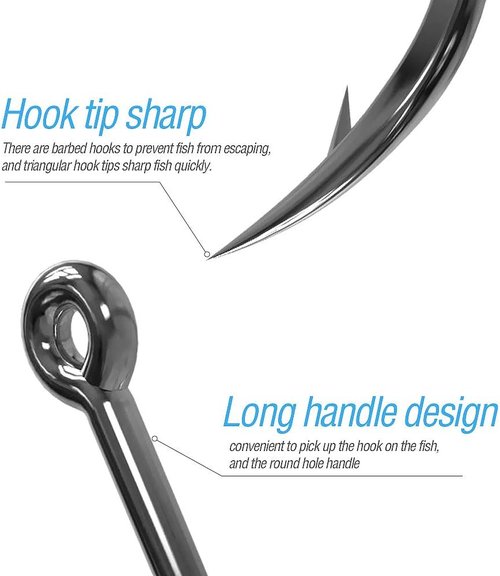 DONQL Fishing Hooks - 600Pcs Barbed Carp Single Hook Kit for Freshwater & Saltwater | Carbon Steel