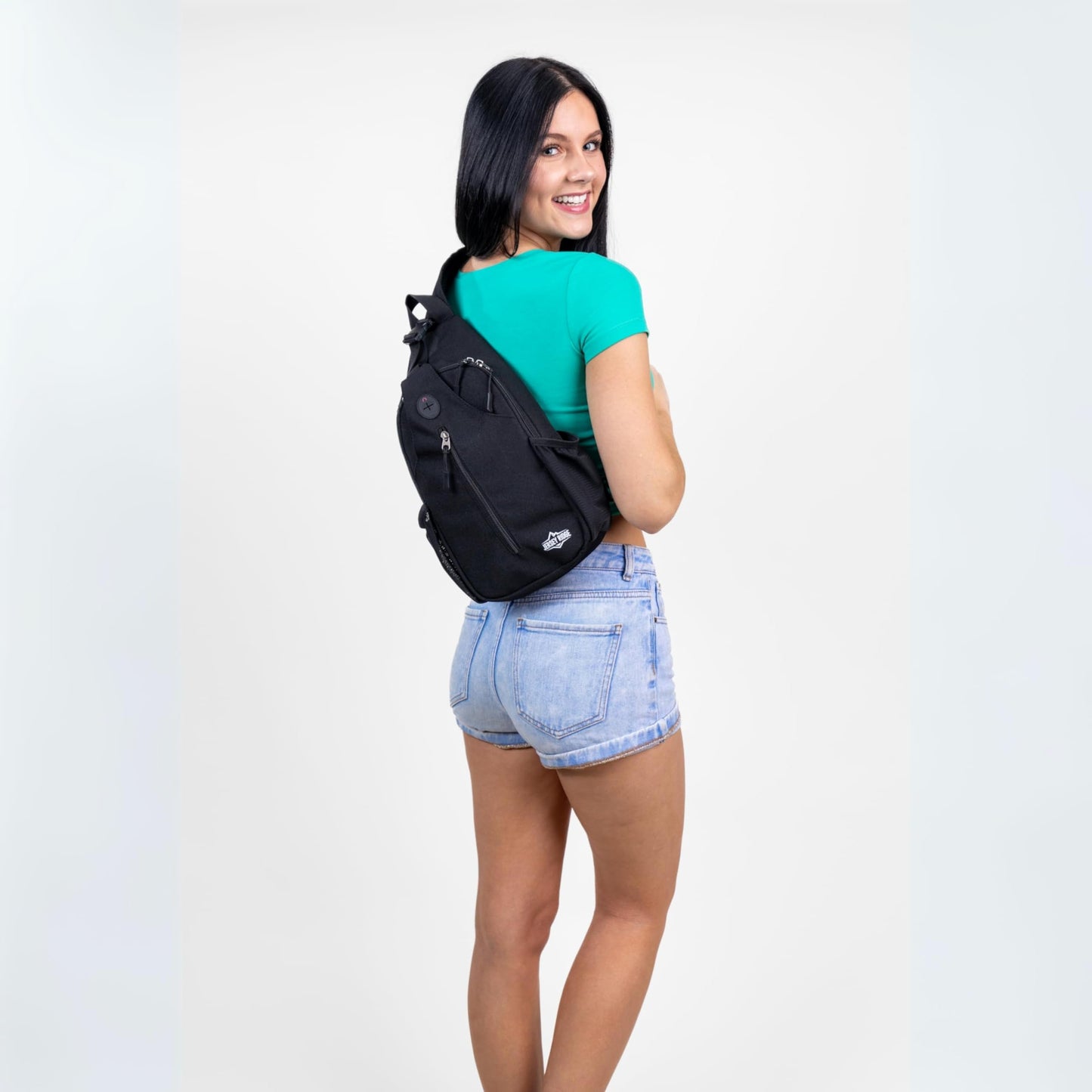 JERSEY RIDGE Crossbody Sling Bag – Anti-Theft Carryall Daypack Backpack with Adjustable Chest Strap for Travel or Hiking (Black)