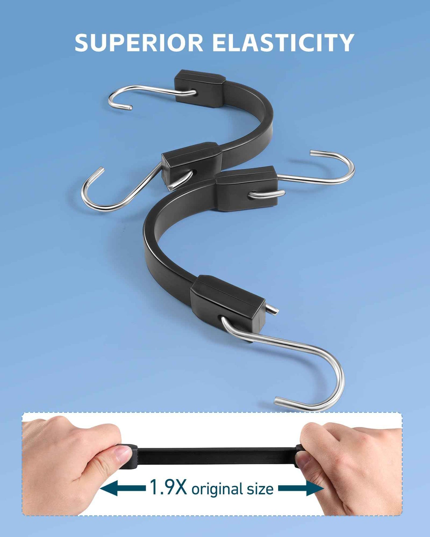 4 Inch Short Rubber Bungee Cords Heavy Duty Outdoor, Mini Small Bungee Straps with Upgraded Hooks, Black Tarp Straps with 1.9X Max Stretch & 100% Rubber for Cargo, Van, Truck, Motorcycle, etc (9 Pcs)