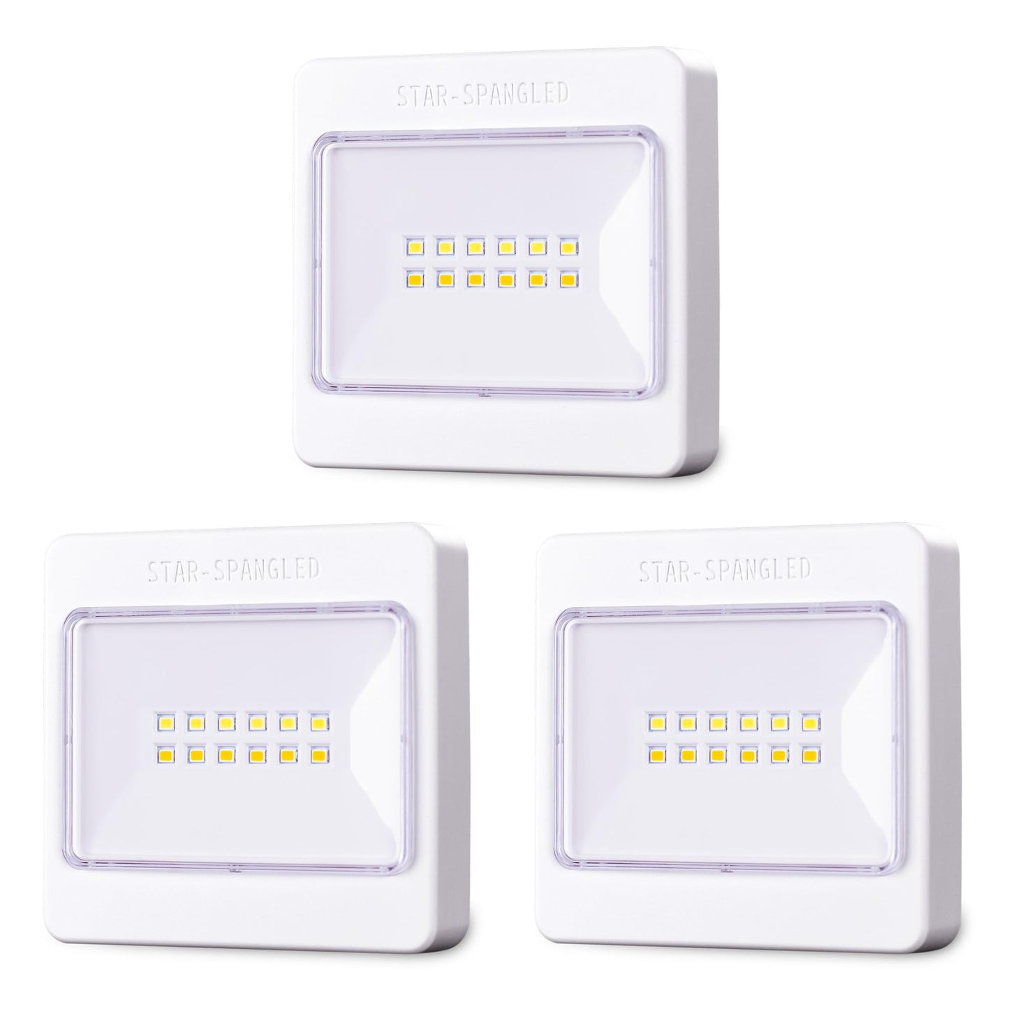 STAR-SPANGLED 3 Pack 3.7” Dimmable Push Tap Lights, Stick on LED Touch Lights AA Battery Operated, 3 Color Modes Sticky Button Lamps for Classroom, Kitchen, Under Cabinet, Closet