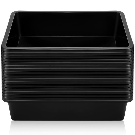 Qunclay 16 Pcs Flat Storage Tray Organizer Bin Letter Size Paper Trays for Classroom Art Activity Plastic Stackable File Paper Organizer for School Office Teacher Book Organization, Black