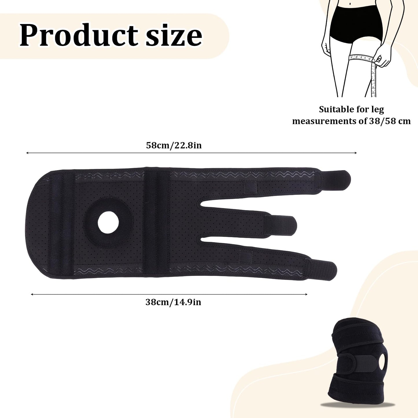YIBLBOX Knee Brace for Women Men with Side Stabilizers, Knee Braces for Knee Pain ACL MCL Arthritis Joint Pain Relief, Adjustable Compression Sleeve Patellar Tendon Support Strap, Pack of 1