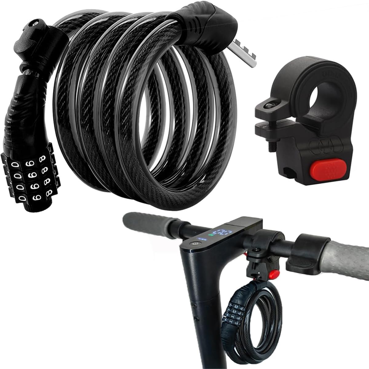 Xiaomi E-Scooter Lock - 4 Ft Long Bike Combination Cable Lock | Anti-Theft 4-Digit Security System