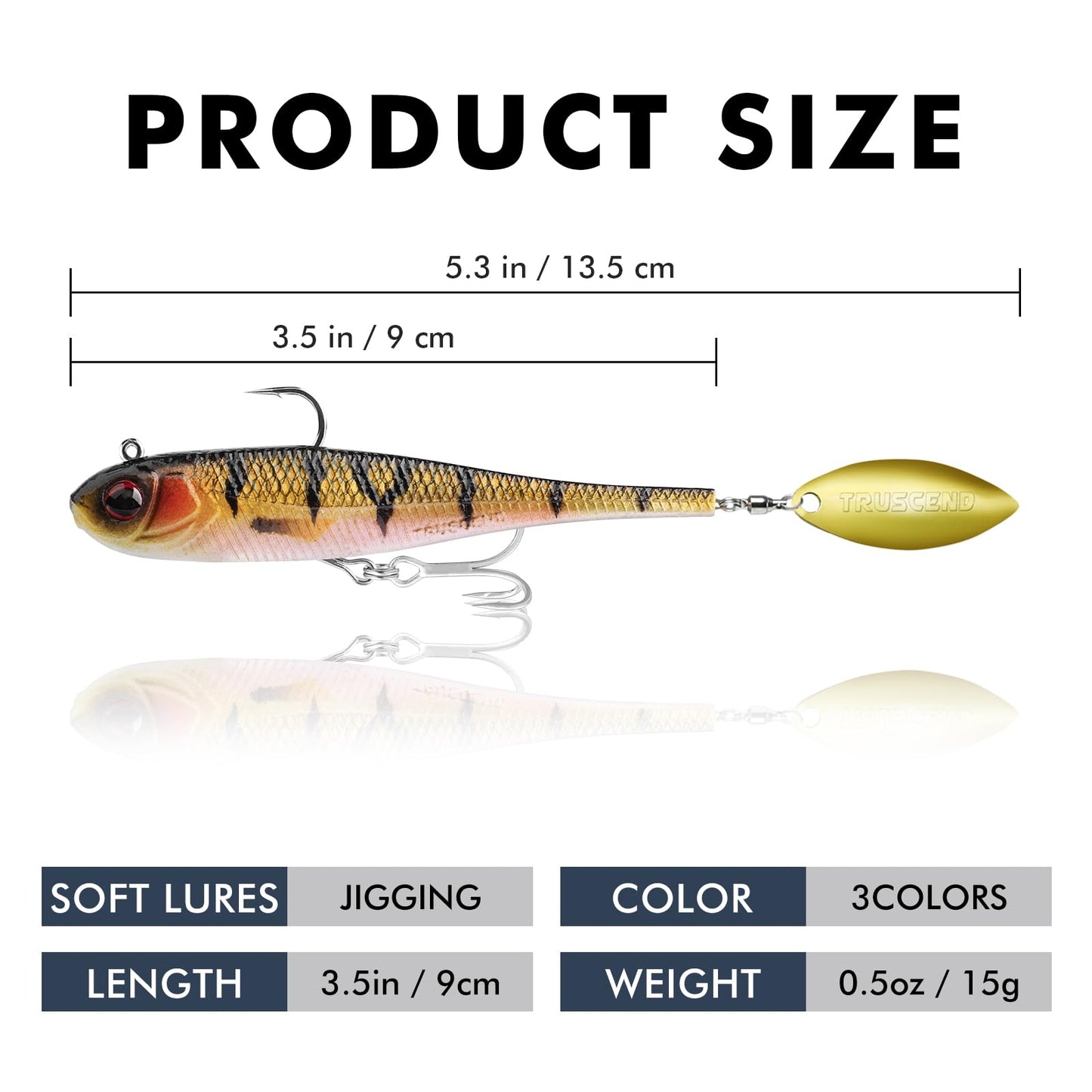 TRUSCEND Pre-Rigged Jig Head Soft Fishing Lures, Paddle Tail Swimbaits for Bass Fishing, Shad or Tadpole Lure with Spinner, Premium Fishing Bait for Saltwater Freshwater, Trout Crappie Fishing