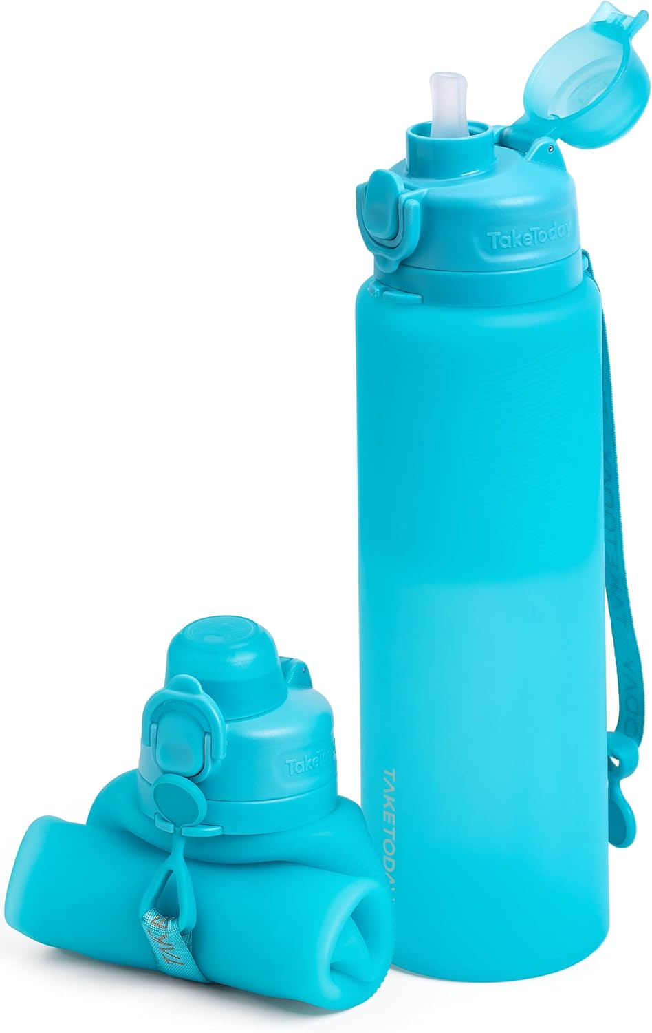 TakeToday Collapsible Water Bottle - 32oz Foldable & Leakproof Silicone for Travel & Hiking