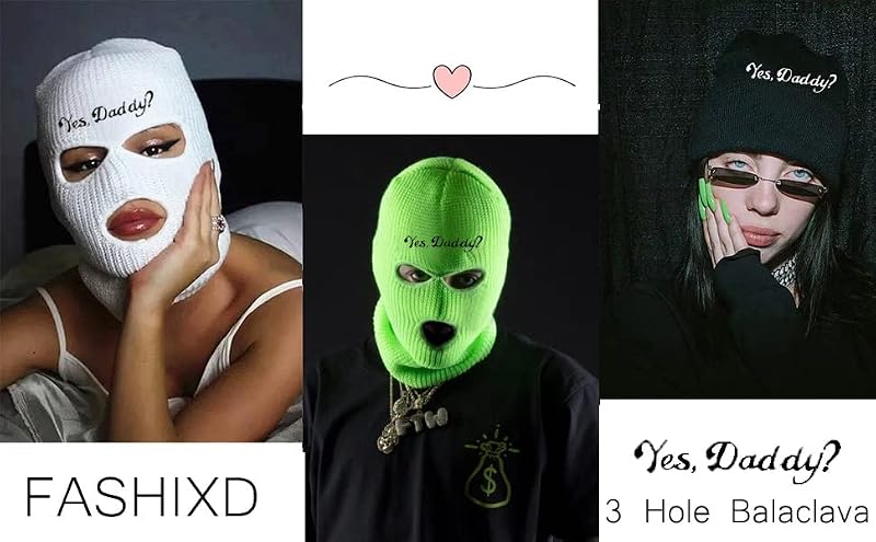 FASHIXD Rose Red 3 Hole Funny Balaclava Mask for Men Women - Yes Daddy Variant