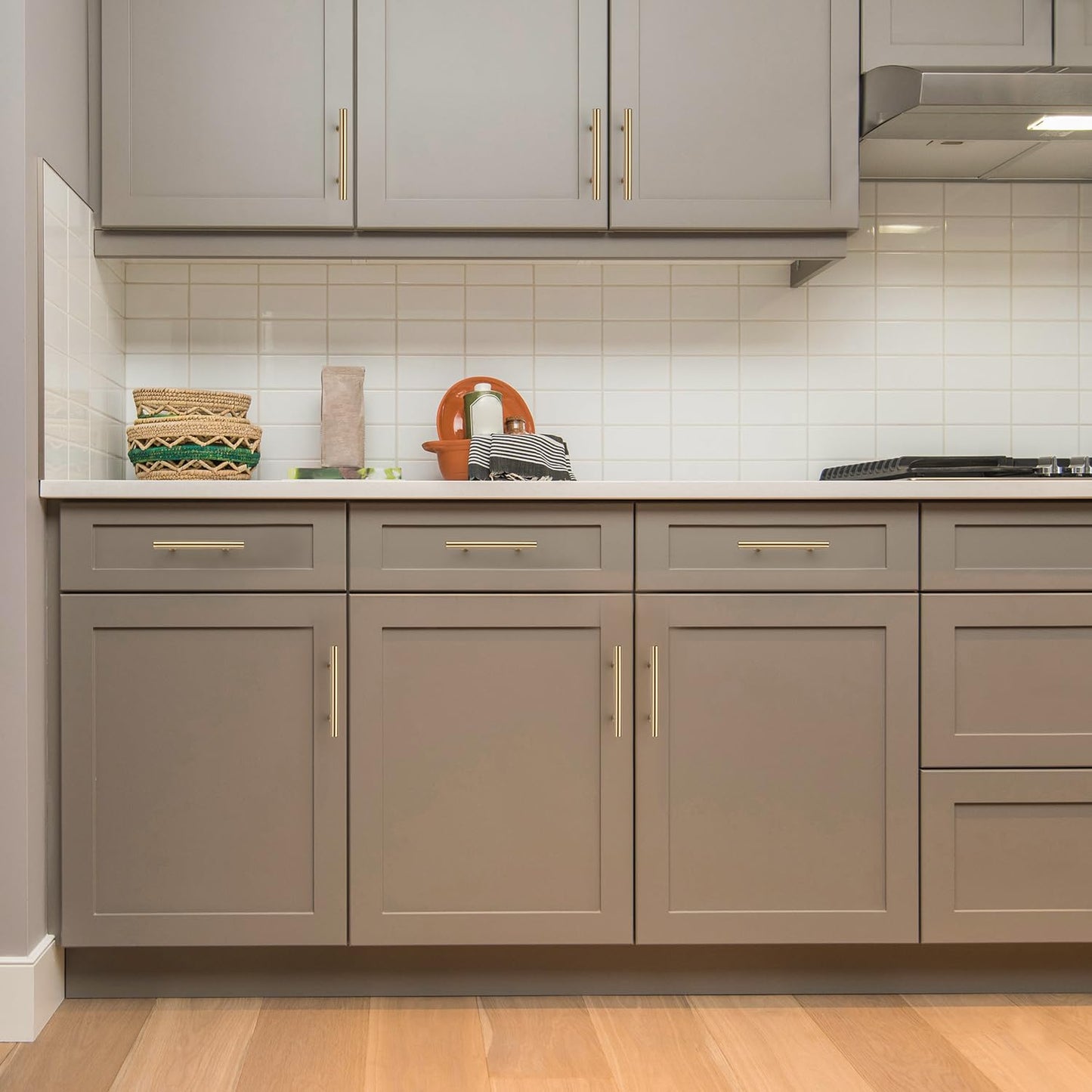 Ravinte 3 Pack 5 Inch Cabinet Pulls Champagne Bronze Stainless Steel Kitchen Drawer Pulls Cabinet Handles 5 InchLength, 3 Inch Hole Center