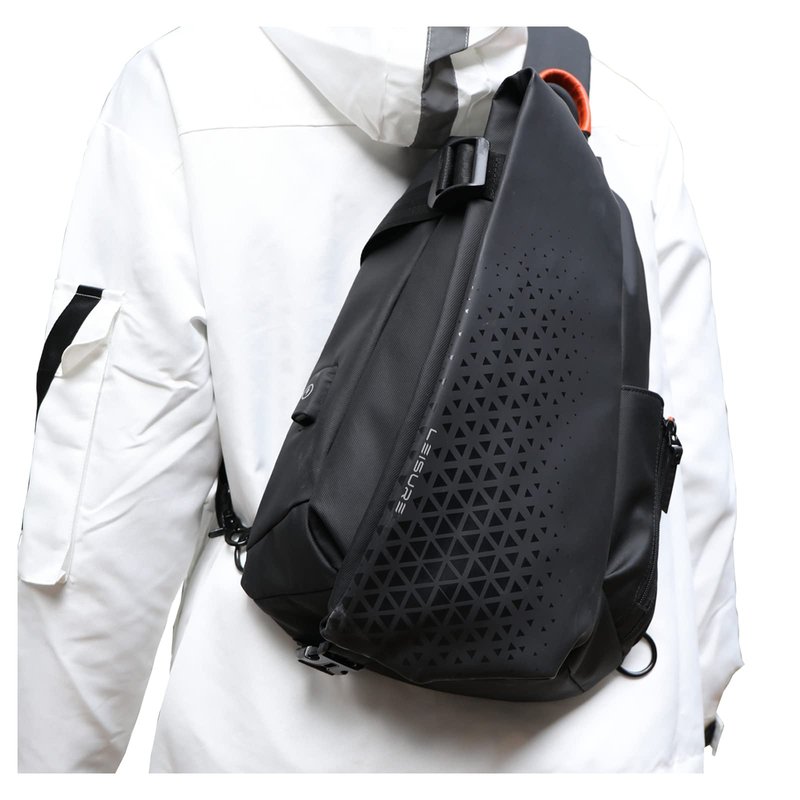 SUNMOP Small Black Sling Crossbody Backpack Shoulder Bag for Men Women, Lightweight One Strap Backpack Sling Bag for Hiking Walking Biking Travel Cycling USB Charger Port,Black-2