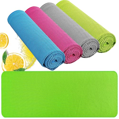 Instant Cooling Towel 40x12 Inch - Microfiber Ice Wrap - Blue/Pink/Grey/Green