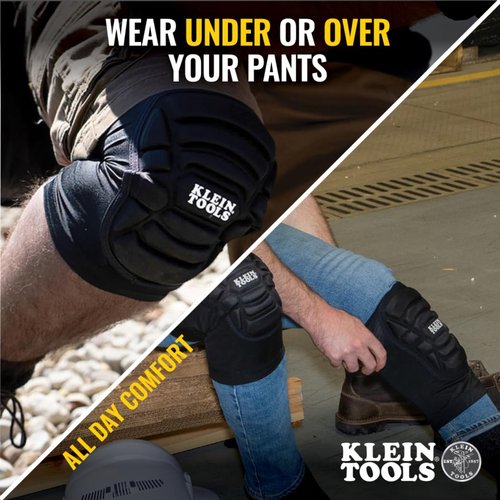 Klein Tools Knee Pads - Lightweight Padded Sleeves with Breathable Mesh Back | Black, M/L