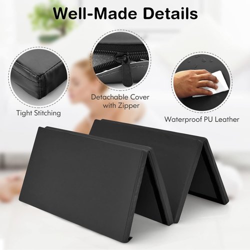 GYMAX Gymnastics Mat - 4 FT x 8 FT x 2 Inches Folding Exercise Mat with Carry Handles & Waterproof Cover | Ideal for Yoga, Tumbling & Martial Arts