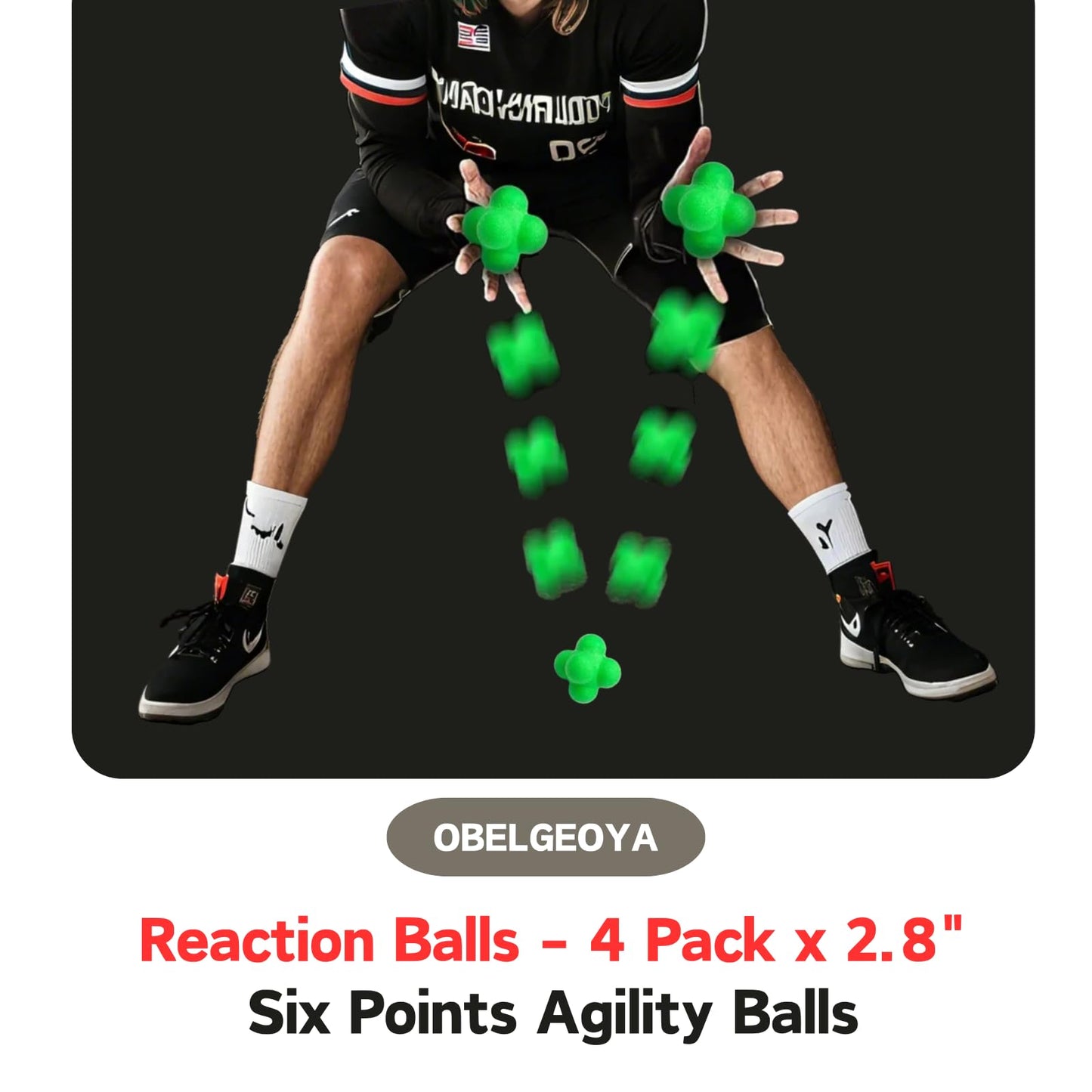 OBELGEOYA Reaction Balls 4 Pack, 2.8 Inch - Hand-Eye Coordination Trainer, Reflex & Agility Training Equipment for Baseball, Handball, Sports & Fitness, Outdoor Fun, (only for 12+ Adults)