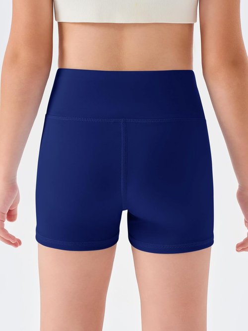 Haloumoning Girls' High-Waisted Athletic Shorts - Comfy Yoga & Dance Biker Shorts for Ages 5-14
