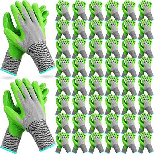 Jexine 50 Pairs Safety Gloves Men Garden Gloves for Men Women with Breathable Latex Coated and reliable Grip
