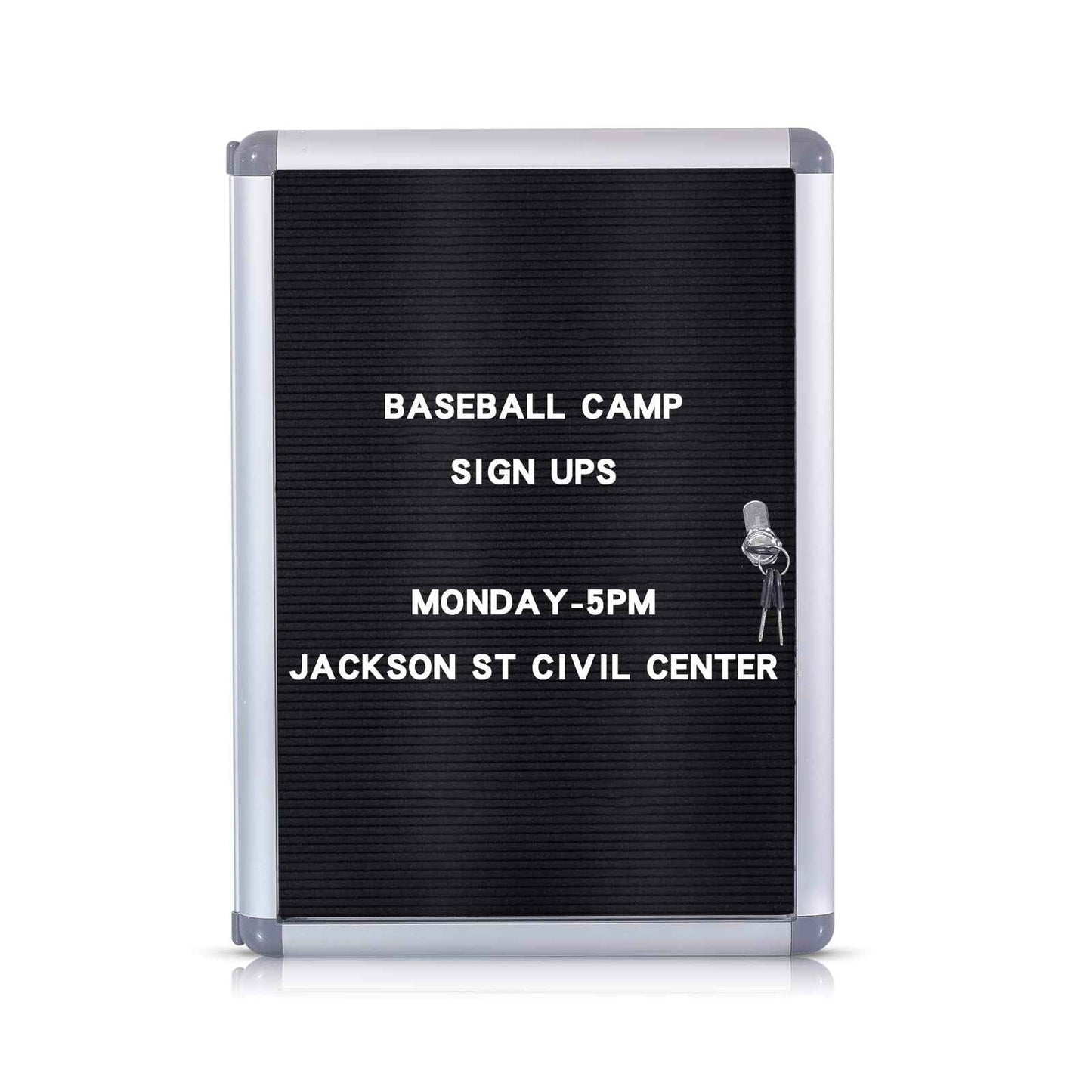 EVERSUPPLY Enclosed Changeable Letter Boards Felt Message Board with Locking Door, Black, Aluminum Frame, 19X12 inches