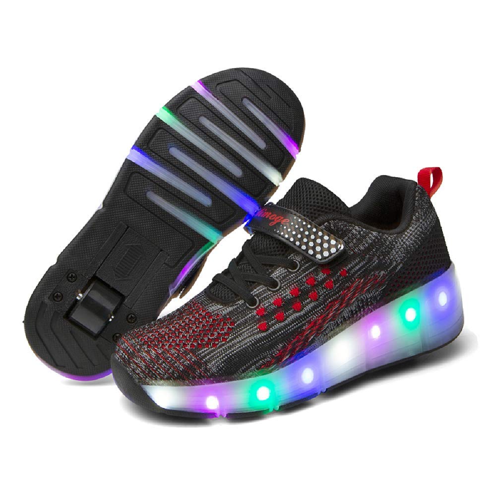 SDSPEED 7 Colors LED Rechargeable Kids Roller Skate Shoes with Single Wheel Shoes Sport Sneaker