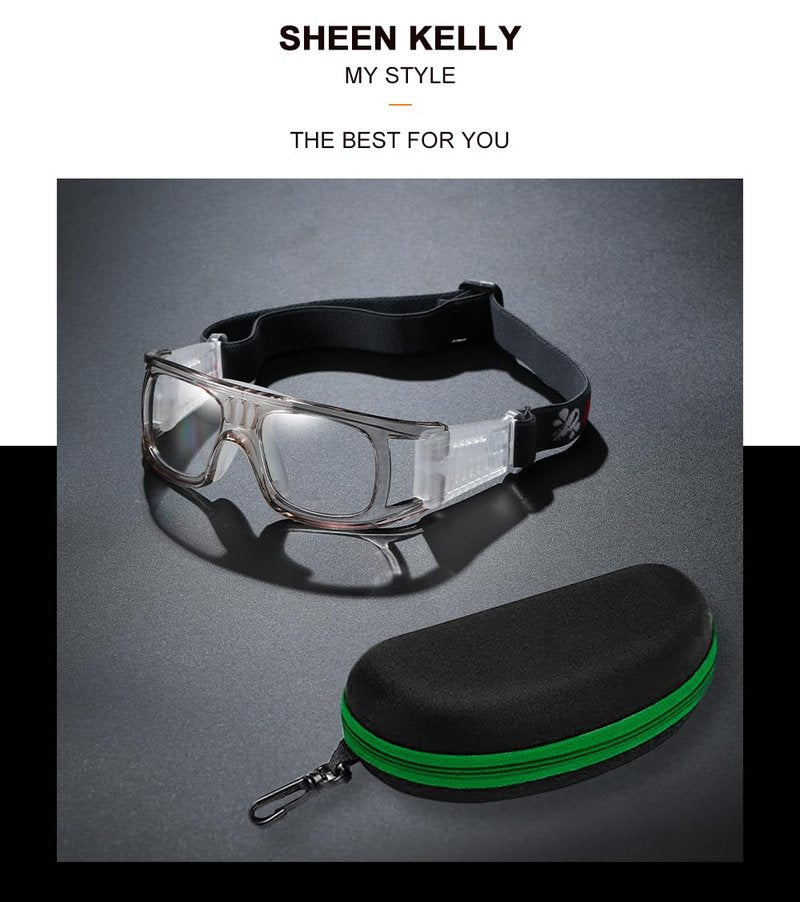 SHEEN KELLY Professional Sports Goggles Protective Safety Goggles Basketball Glasses for Men with Adjustable Strap for Basketball Football Volleyball Hockey Rugby Grey