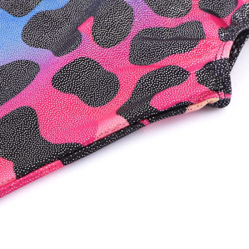 Gymnastics Leotards for Girls - Sparkly Toddler Unitard, Rainbow Leopard (6-7 Years)