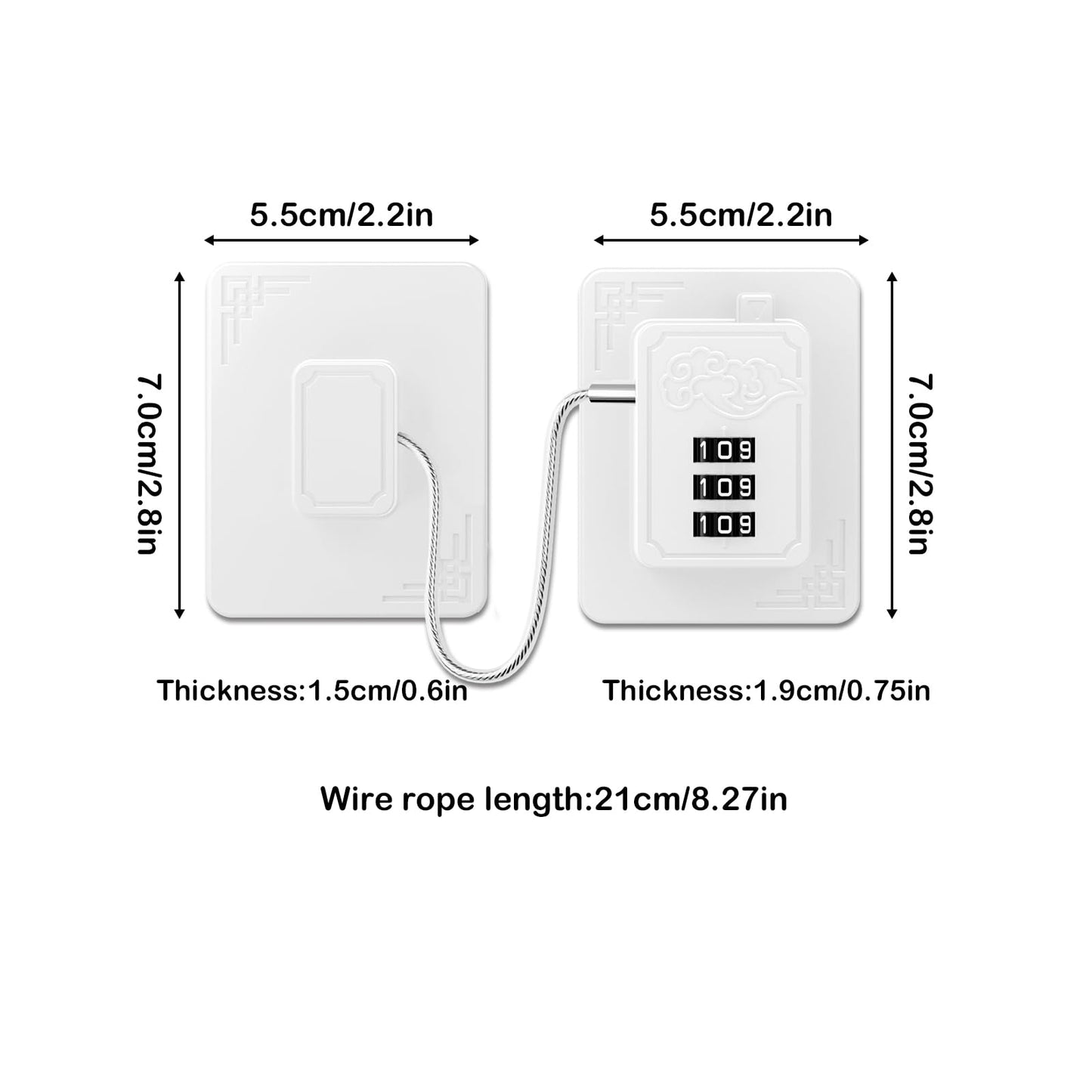 Lexng 2 Pack Refrigerator Locks with 3 Digit Code, Easy Install Fridge Lock Combination, Premium Freezer Lock, Child Proof Cabinet Locks for Refrigerators, Drawers, Closets, Windows (White)