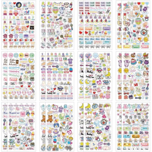 24 Sheets Baby Scrapbook Stickers - Pregnancy & First Year Themes