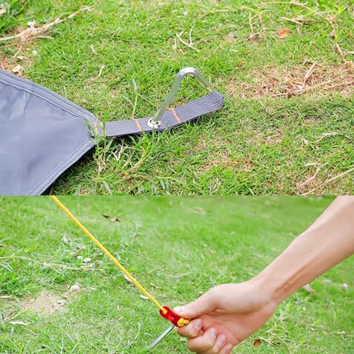 Camping Tent Stakes with Reflective Guy Lines - 4 Pack