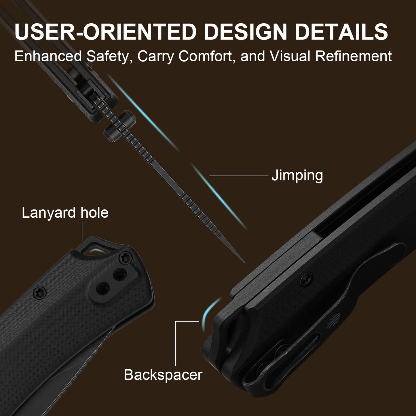 Kizer T1 BD EDC Pocket Knife, 3.2" D2 Steel Drop Point Folding Knives with Black G10 Handle, Thumb Stud Opener Button Liner Lock, for Camping Hiking Fishing V3490.2BM1