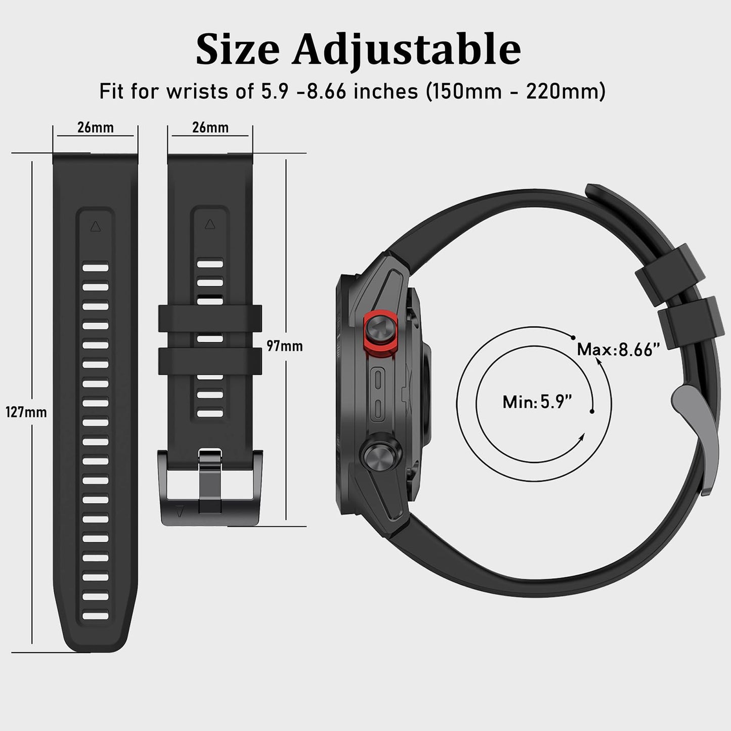 VINIUSIKI for Fenix 7X Band 26mm Fenix 6X 5X Quickfit Watch Bands,Sport Silicone Wristband for Garmin Tactix 7 Pro/Enduro 2/Descent Mk2i/Tactix Charlie/Fenix 5X Plus/6X Pro Band Replacement,Olive