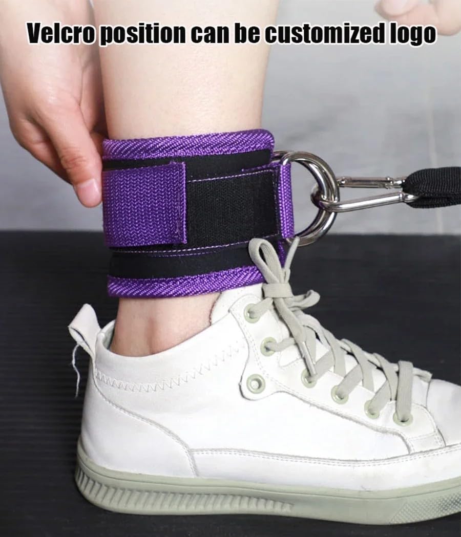 EastyGold Ankle Straps Ankle Resistance Bands Wrist Cuffs Padded Straps Adjustable Fitness Glute Kickback D-Ring for Cable Machine Gym Foot Leg Training Brace Support 1 Pair (Purple)