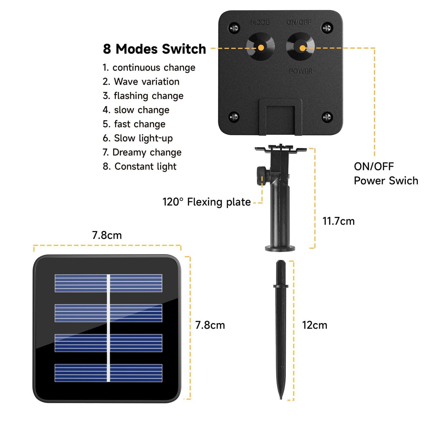 Electight Solar Fairy Lights Outdoor, 66FT 200 LEDs Solar Powered String Lights with 8 Lighting Modes, Waterproof Solar Fairy String Lights for Outside, Christmas, Holiday (Multicolor)