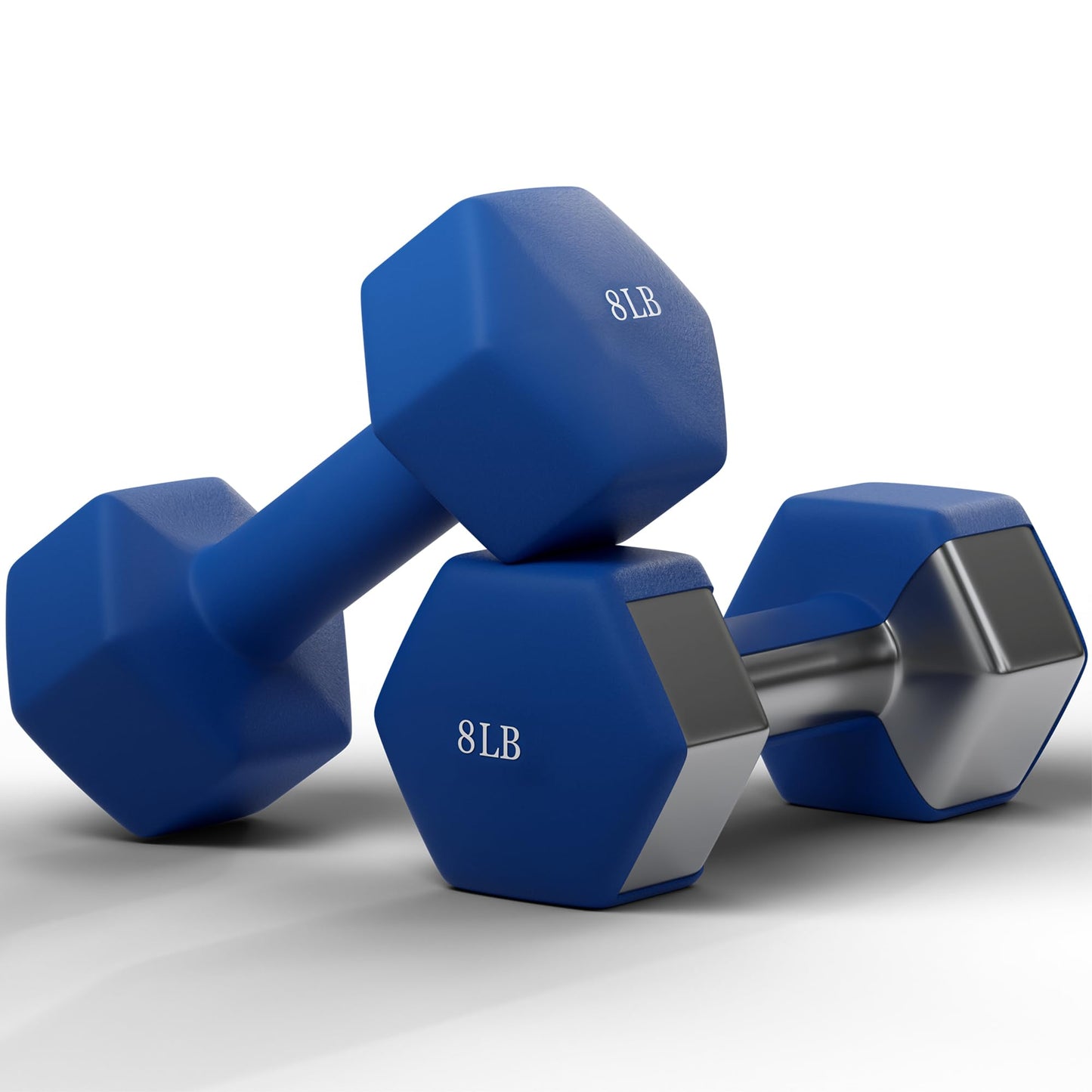 GRETERST Dumbbells Set Rubber Coated Hex Hand Weights Exercise & Fitness for Home Gym Workouts Strength Training Equipment, Blue, 8LB