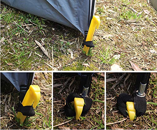 9-Inch Heavy Duty Plastic Tent Stakes - 12 Pack - Yellow