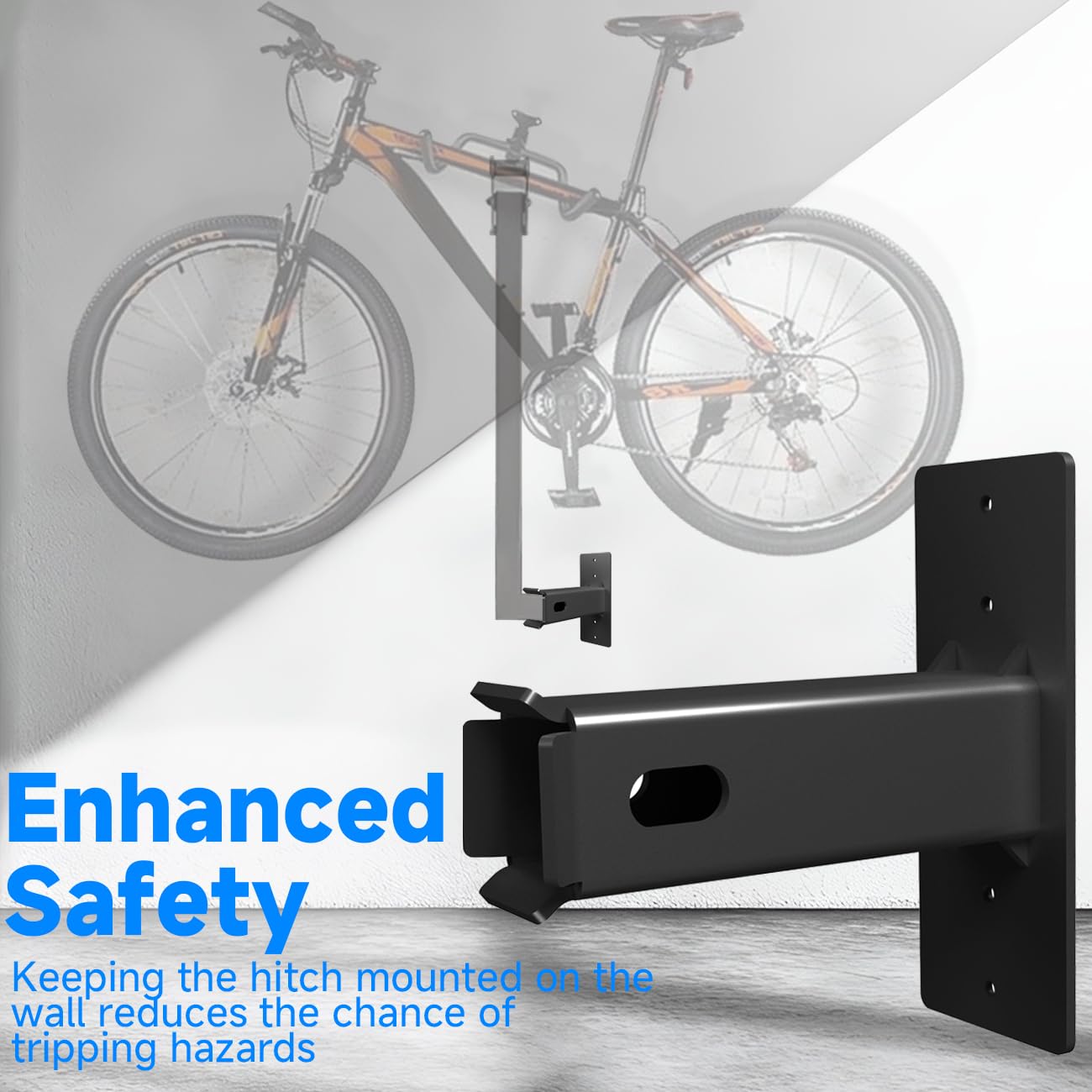 Wall Mount Bike Rack Hitch Cargo Carrier Bicycle Receiver Storage Store Hanging Garage Organizer Trailer Holder Accessories Bracket Heavy Duty Holds Max 300 Lbs Easy to Load Secure 2 inch
