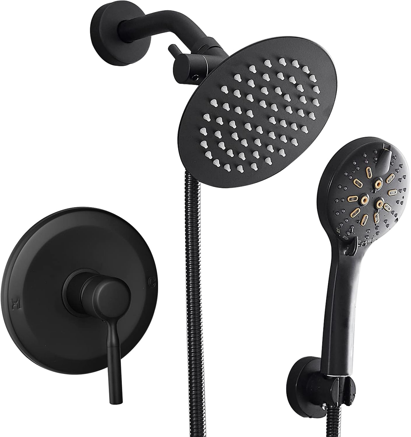 High Pressure 6-Inch Rain Shower Head & Faucet Set with Valve - Modern Bathroom Fixtures