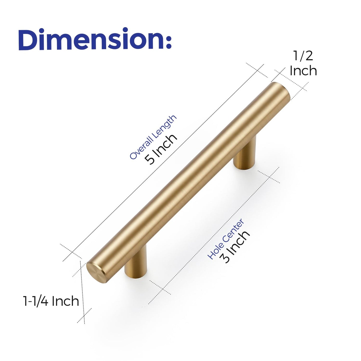 Ravinte 3 Pack 5 Inch Cabinet Pulls Champagne Bronze Stainless Steel Kitchen Drawer Pulls Cabinet Handles 5 InchLength, 3 Inch Hole Center