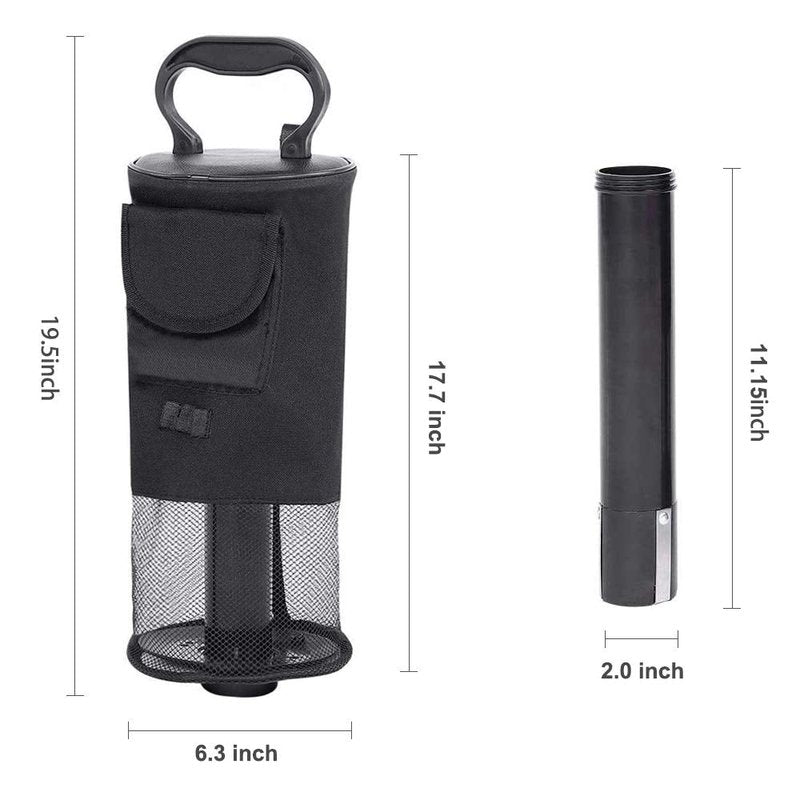 Number-one Golf Ball Collector, Golf Ball Shag Bag Holds About 75 Balls Golf Detachable Ball Retrievers Tube with Storage Bag Golf Ball Picker Scooping Device (Black)