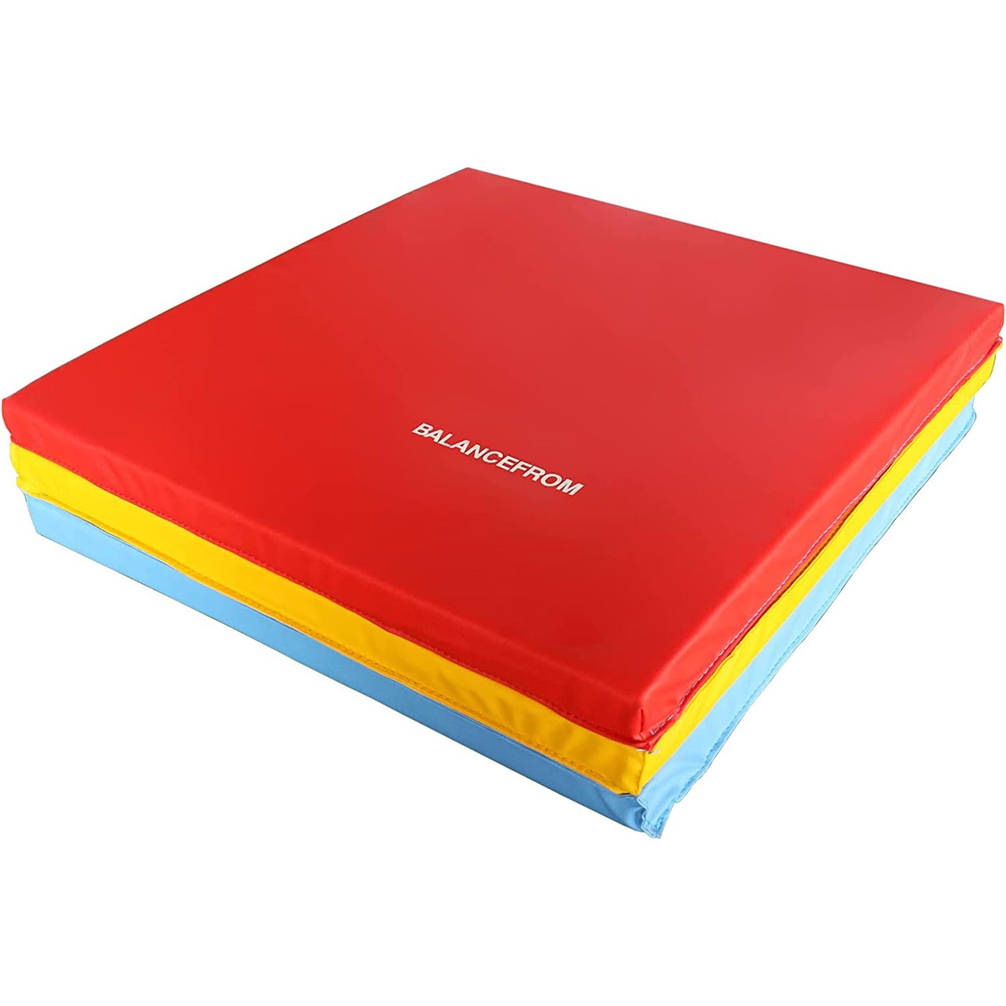 BalanceFrom 2-Inch Three Fold Folding Exercise Mat 6'x2' with Carrying Handles for MMA, Multi-Color