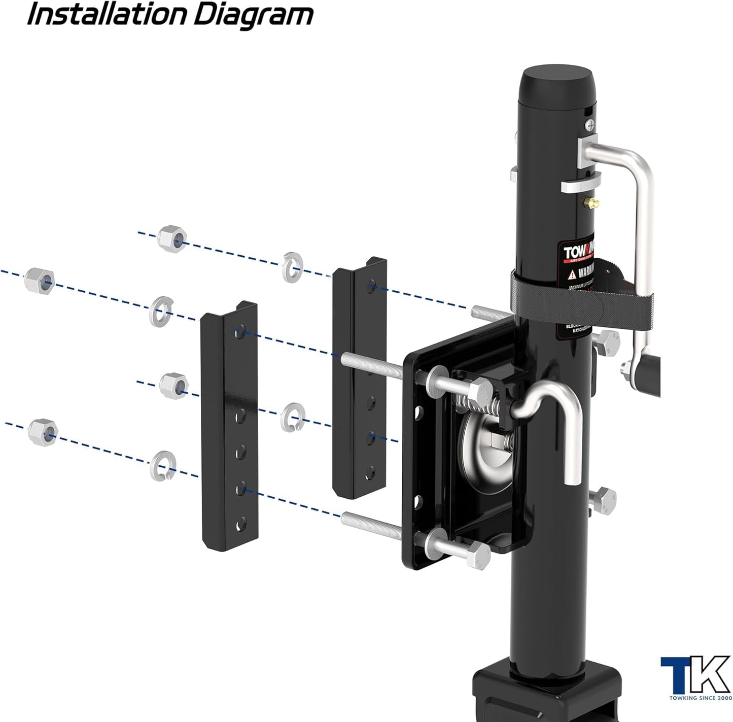 Trailer Jack 1200 lbs by [Brand Name] - 10" Lift with Wheel | Bolt-On Tongue Jack for RVs, Boats, Trailers