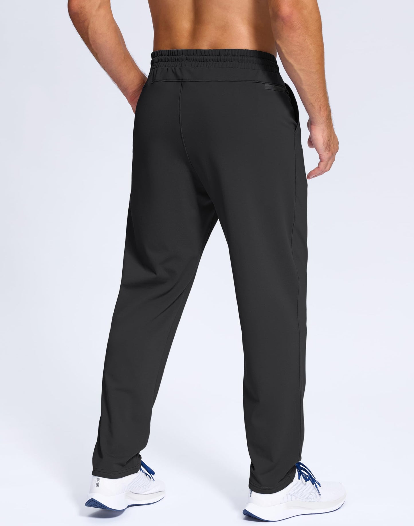 G Gradual Men's Fleece Lined Pants with Zipper Pocket Winter Warm Athletic Joggers Sweatpants for Men Workout Running Gym(Black,L)
