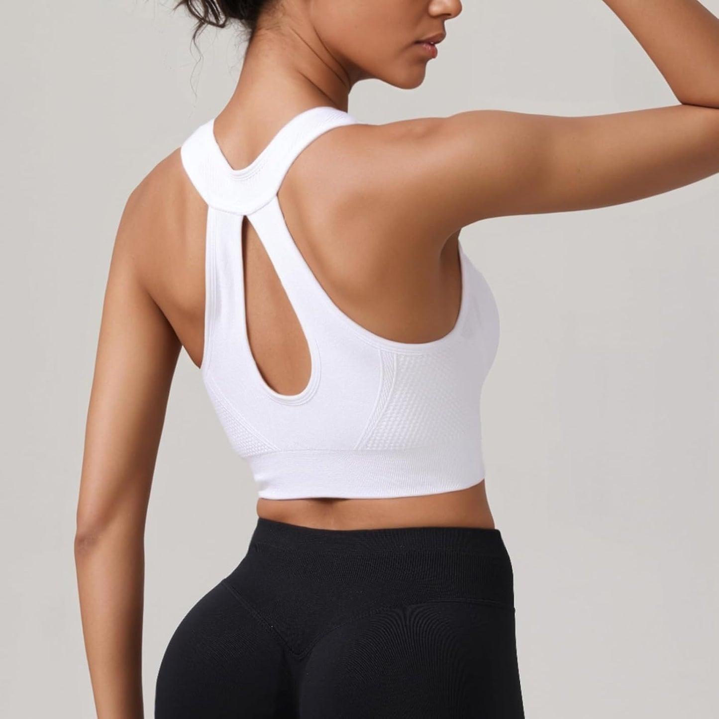 Skiennix Racerback Padded Sports Bra - Medium Support Zipper Front for Women's Workouts