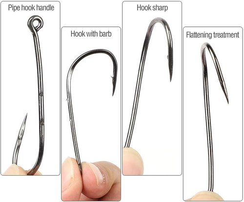 DONQL Fishing Hooks - 600Pcs Barbed Carp Single Hook Kit for Freshwater & Saltwater | Carbon Steel