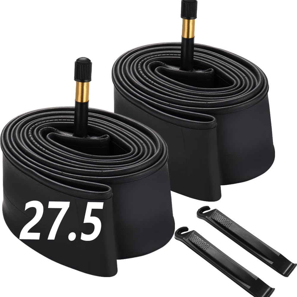 Skiennix 27.5 Inch Bike Tubes - Premium Butyl Rubber with AV48mm Schrader Valve | 2 Pack for Mountain & E-Bikes
